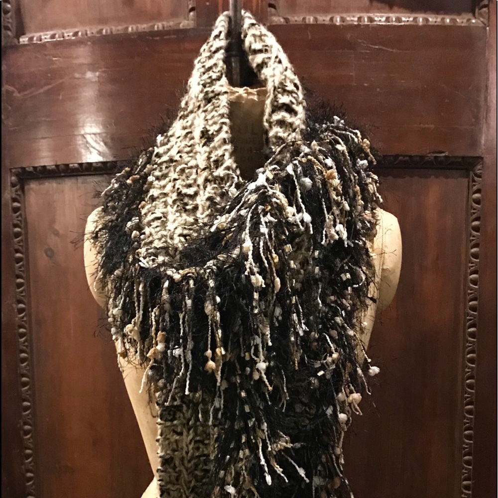Custom hand knit wrap mohair and ribbon